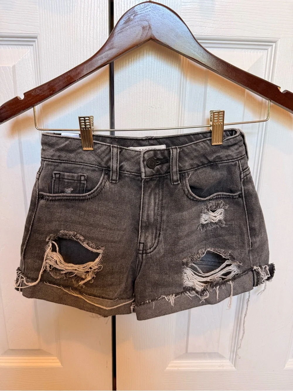 PacSun Black Distressed Denim Jean Shorts